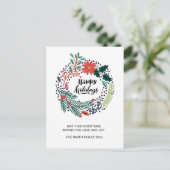 Carte Postale Verdure rustique Poinsettia Rouge Fleur Wreath Chi (Debout devant)