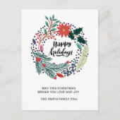 Carte Postale Verdure rustique Poinsettia Rouge Fleur Wreath Chi (Devant)