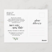 Carte Postale Verdure, Sauvez la nouvelle date, Mariage reporté (Dos)