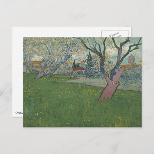 Carte Postale Vergers en fleurs Vue d'Arles par Van Gogh (Devant / Derrière)