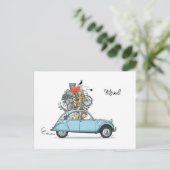 Carte Postale Verhuiskaart Citroen Eend blauw (Debout devant)