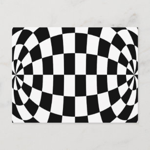 Carte Postale Vérificateurs ronds d'illusion optique Noir Blanc