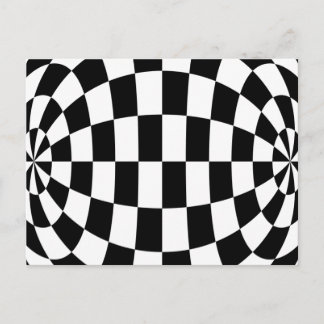 Carte Postale Vérificateurs ronds d'illusion optique Noir Blanc