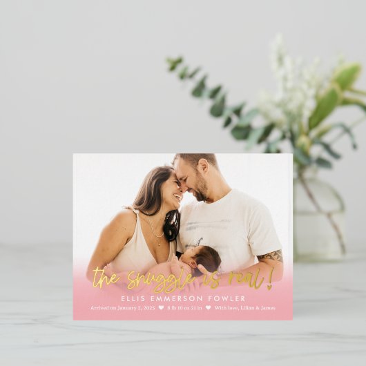 Carte postale Véritable Faire-part de naissance de (Debout devant)