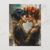 Carte Postale Véritables amoureux lesbiennes Fleurs dans les che (Devant)