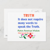 Carte Postale VÉRITÉ : Mots de sagesse indiens américains (Devant / Derrière)