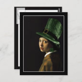 Carte Postale Vermeer Pearl Écouter Clover St Patrick's Day (Devant / Derrière)