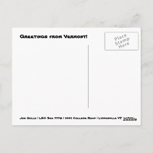 Carte postale Vermont 2 (Dos)