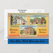 Carte Postale Vermont, salutations de Hardwick (Devant / Derrière)