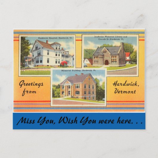 Carte Postale Vermont, salutations de Hardwick (Devant)
