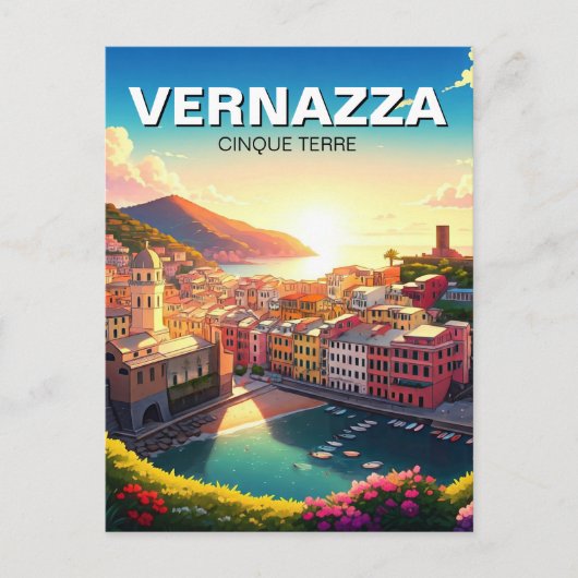 Carte Postale Vernazza, coucher de soleil de Cinqua Terra Magnet (Devant)