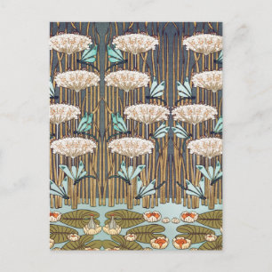 Carte Postale Verneuil Dragonfly Water Lily Art Nouveau : Vintag