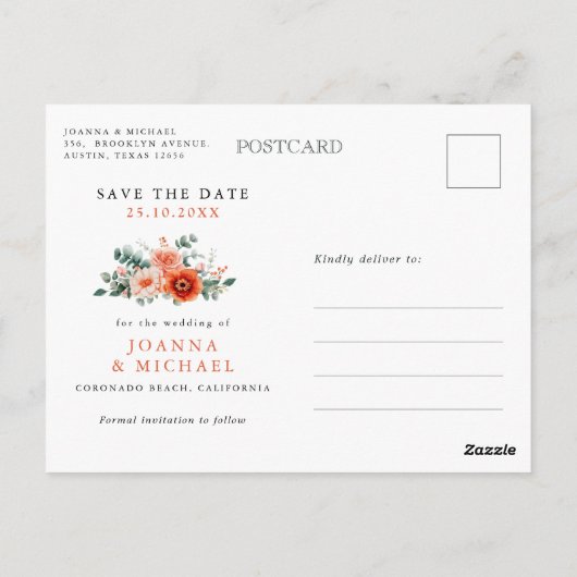 Carte Postale Verona Sunset Bright Orange Modern Enregistrer la (Dos)