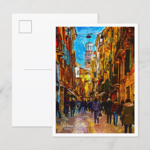 Carte Postale Vérone Italie Belle Peinture à huile Ville