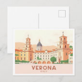 Carte Postale Vérone Italie Pastel Voyage - Balcon de Juliette (Devant / Derrière)