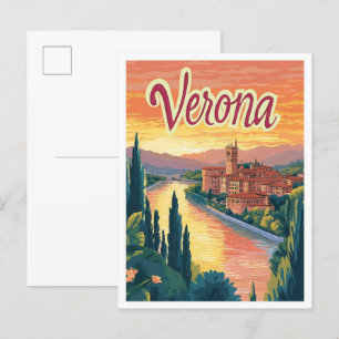 Carte Postale Vérone Italie Vintage voyage d'art
