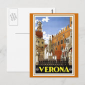 Carte Postale "Vérone" Vintage affiche de voyage italienne (Devant / Derrière)