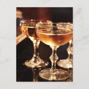 Carte Postale verre à champagne toast doré