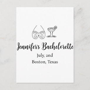 Carte Postale Verre à cocktail en bikini enterrement de vie de j