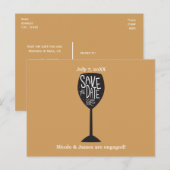 Carte postale Verre à vin SAVE THE DATE Toute coul (Devant / Derrière)