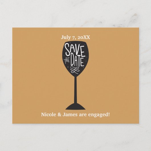 Carte postale Verre à vin SAVE THE DATE Toute coul (Devant)