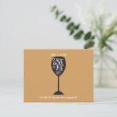 Carte postale Verre à vin SAVE THE DATE Toute coul (Debout devant)