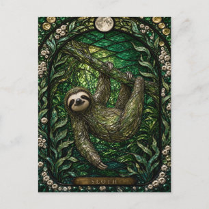 Carte Postale Verre coloré Illumina de la canopée de la forêt tr