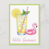 Carte Postale Verre de limonade avec flamant rose (Devant)