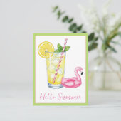 Carte Postale Verre de limonade avec flamant rose (Debout devant)