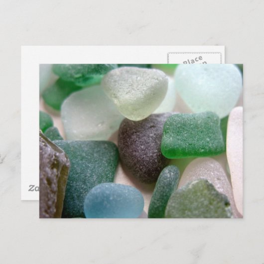 Carte Postale Verre de mer bleu et vert (Devant / Derrière)