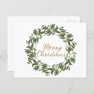 Carte Postale Verre de Noël Vert et Dieu Joyeux Noël