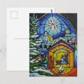 Carte Postale Verre de Noël Vitre Aquarelle Art (Devant / Derrière)