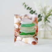 Carte postale Verre de plage et coquillages (Debout devant)