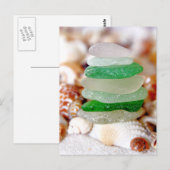 Carte postale Verre de plage et coquillages (Devant / Derrière)