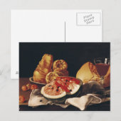 Carte Postale Verre de vin, pastèque et pain (Devant / Derrière)