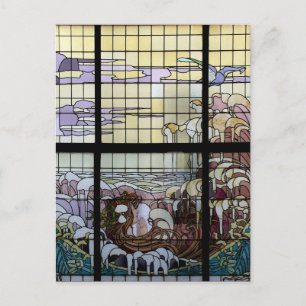 Carte Postale Verre Jardin Art Nouveau Mer Scène