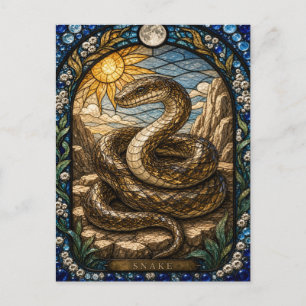 Carte Postale Verre teinté Serpent, Disque Solaire