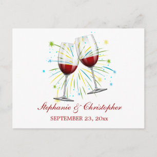 Carte Postale Verres à vin rouge / champagne de mariage Bourgogn
