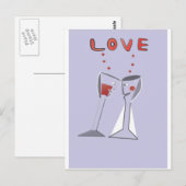 Carte Postale Verres de vin d'amour (Devant / Derrière)
