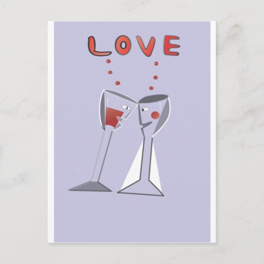 Carte Postale Verres de vin d'amour (Devant)