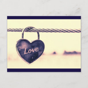 Carte Postale Verrouillage d'amour en forme de coeur attaché à u
