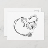 Carte Postale Verrouillage du coeur et clé (Devant / Derrière)