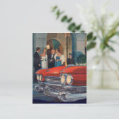 Carte Postale vers 1960 calandre cadillac rouge (Debout devant)