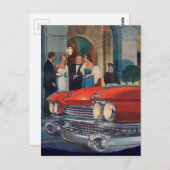 Carte Postale vers 1960 calandre cadillac rouge (Devant / Derrière)