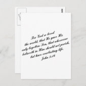 Carte Postale Vers de bible de 3h16 de John (KJV) (Devant / Derrière)