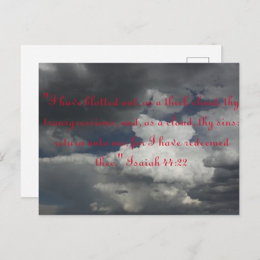 Carte postale Verset Bible (Devant / Derrière)