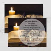 Carte Postale Verset Bible 1 Pierre 3:15 Éloigne le Christ comme (Devant / Derrière)
