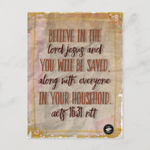 Carte postale - Verset biblique Actes 16:31 NEG