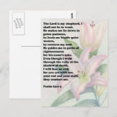 Carte Postale Verset biblique et lis de fleurs (Devant / Derrière)