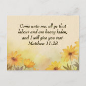 Carte Postale Verset biblique Matthieu 11:28 Fleur jaune (Devant)